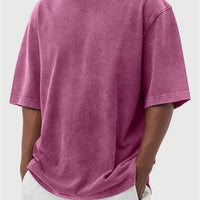 Mens Washed Color Distressed Pullover T-Shirt