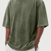 Mens Washed Color Distressed Pullover T-Shirt