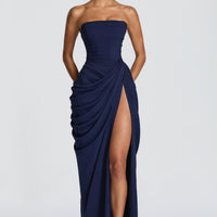 Casual long-sleeved slim-fit suspender maxi dress