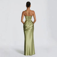 Satin Asymmetric Evening Gown