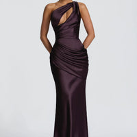 Satin Asymmetric Evening Gown