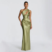 Satin Asymmetric Evening Gown