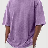 Mens Washed Color Distressed Pullover T-Shirt