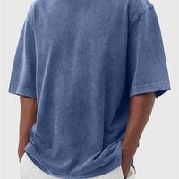 Mens Washed Color Distressed Pullover T-Shirt